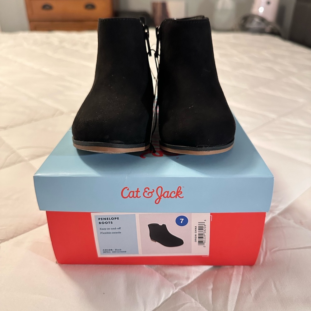 Cat & Jack Black Suede-Look Ankle Booties